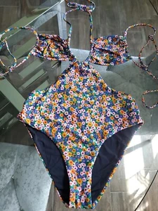 WEWOREWHAT ONIA 1pc Bikini Top Cooper Ruched Cup Tie Swimsuit Floral $195 M - Picture 1 of 24