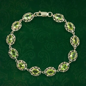 Victorian Style Peridot Bracelet 9ct Gold - Picture 1 of 4