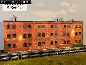 S Scale Scratch Built Industrial #12 Gebäude Flach/Front Fabrik LEDs MTH Lionel - Bild 1 von 7