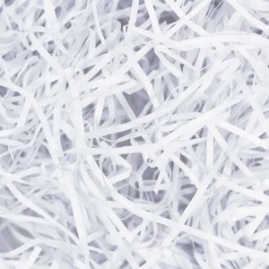 100g CARTA CESTO TRITURATA TAGLIO FINE BIANCA CONFEZIONE REGALO NATALE RIEMPITIVO FESTIVO - Foto 1 di 2