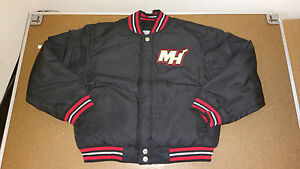JH Design Miami Heat Boy's Baseball Jacket Black Size S- XL