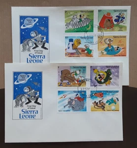 SIERRA LEONE 1983 Two Cacheted FDC's Disney Christmas Space Ark 3406 - Picture 1 of 1