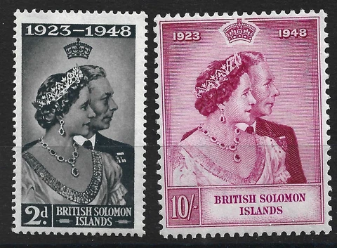 BRITISH SOLOMON IS. GVI 1948, 2 Silver Wedding Issues Sg 75/6 UnM/M {AV3125-13} Cover