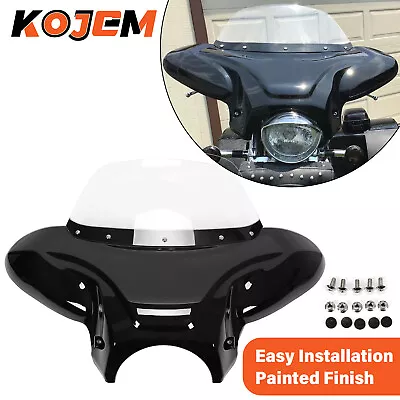 Universal Motorcycle Front Fairing Batwing Windshield w/Bracket For Harley Honda - Image 1 of 4