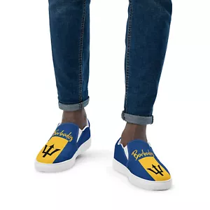 Barbados Bajan Flag Caribbean Carnival Men’s slip-on canvas shoes - Picture 1 of 35