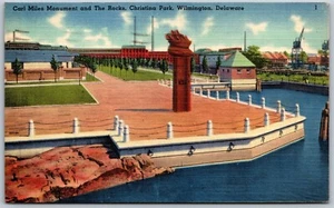 Vintage Wilmington Delaware Carl Miles Monument The Rocks Christina Park Postkarte - Bild 1 von 2