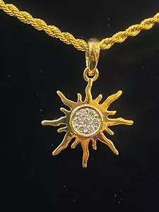 Colgante solar diamantes naturales de corte brillante redondo pave de 0,20 quilates en oro 750 18 quilates - Imagen 1 de 12