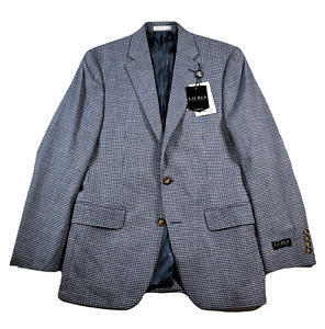 Lauren Ralph Lauren Blue Grey Mini Check Sport Coat Mens 38R UltraFlex $295