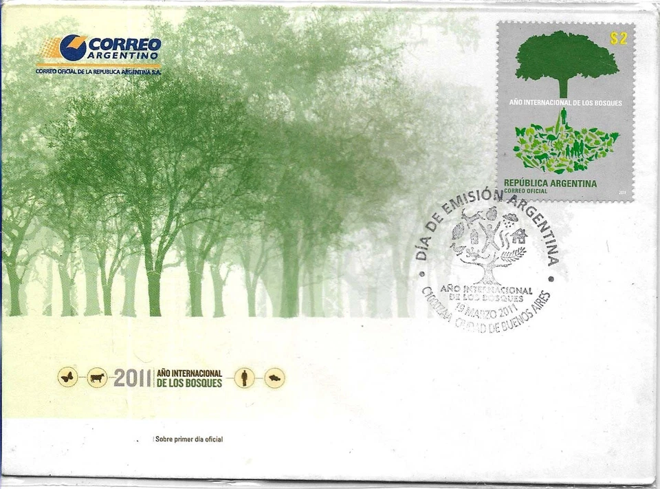 #ARF-102 ARGENTINA 2011 BOSQUE AÑO INTERNACIONAL FDC GJ 3872 YV 2899 Foto 1 de 1