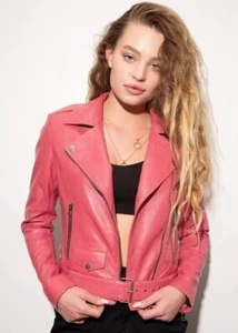 Barbie Margot Robbie Pink Motorcycle Leather Jacket for Women Doll Style - Picture 1 of 4