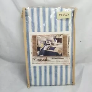 Coastal Life Luxe vela nautica euro sham blu crema righe flangia volant - Foto 1 di 3