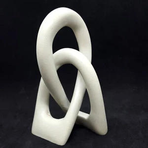 Speckstein Einheit Liebe Knoten Skulptur grau abstrakt Art Deco 6" Kenia handgeschnitzt - Bild 1 von 9