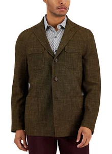 Tallia Mens Slim-Fit Raglan Sport Coat 44 Regular Gold/Black - NWT $295 - Picture 1 of 2