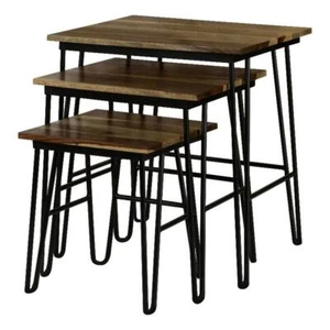 Coaster Nayeli 3-Piece Wood Nesting Table with Hairpin Legs in Natural/Black - Picture 1 of 2