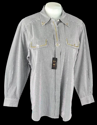 DAKS LONDON Womans Blue Striped L/S EVENING SHIRT Gold Decoration - L - RRP £229 - Image 1 of 4