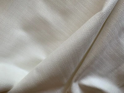 White Basket Weave Textured 100% Linen Fabric - Image 1 of 4