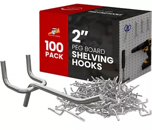 100 Pack PEG Board Shelving PEG HOOKS 2" Length Wholesale Lot - Picture 1 of 7