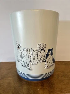 JLA Pet Friends Bath Waste Basket Cat Dog Paws White Blue Country Farmhouse - Picture 1 of 8