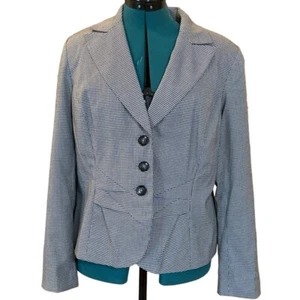 Worthington Single-Breasted 3 Button Notch Lapel Blazer Houndstooth Women Sz 14 - Picture 1 of 19
