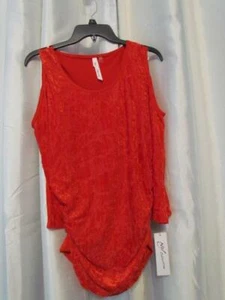 NWT NY Collection Cold-Shoulder Velvet Burnout T Scarlet Sage M L Org $50.00 - Picture 1 of 4