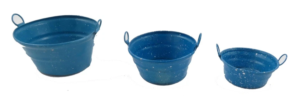 Casa Delle Bambole Blu a Macchie Zincato Metallo Lavanderia Lavare Vasca Cucina - Immagine 1 di 1