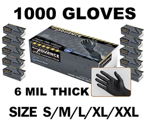 Advance IF63 Nitrile Exam Exam Gloves Thick 6 Mil Black Gloves 1000 S/M/L/XL/XXL - Picture 1 of 8