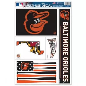 Baltimore Orioles MLB Multi Use 5 Decal Lot 11x17 Maryland Map US Flag - Picture 1 of 2