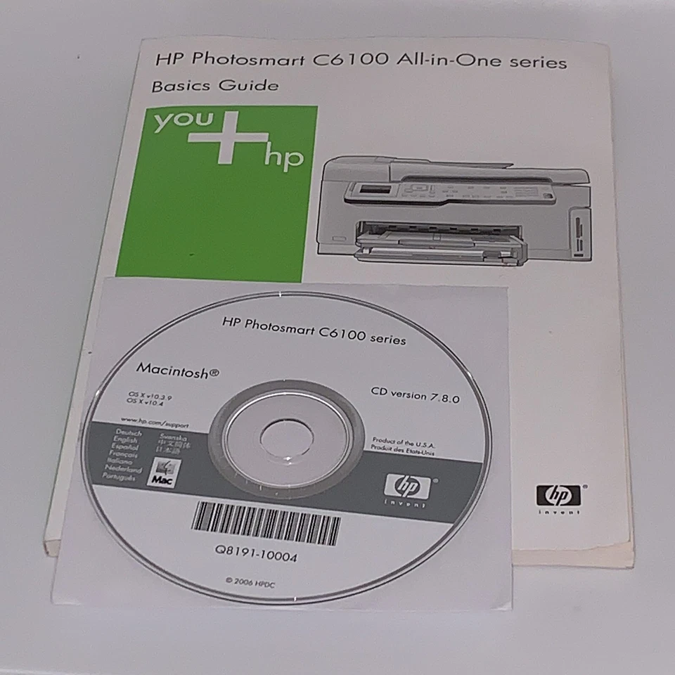 CD installation  HP Photosmart C6100 series Macintosh OS 10.3.9 & 10.4 + Guide - Image 1 of 1