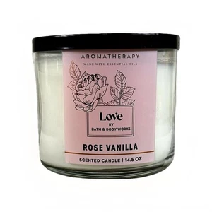 Bath Body Works Aromatherapy LOVE Rose + Vanille 3 Docht Duftkerze Retired - Bild 1 von 5
