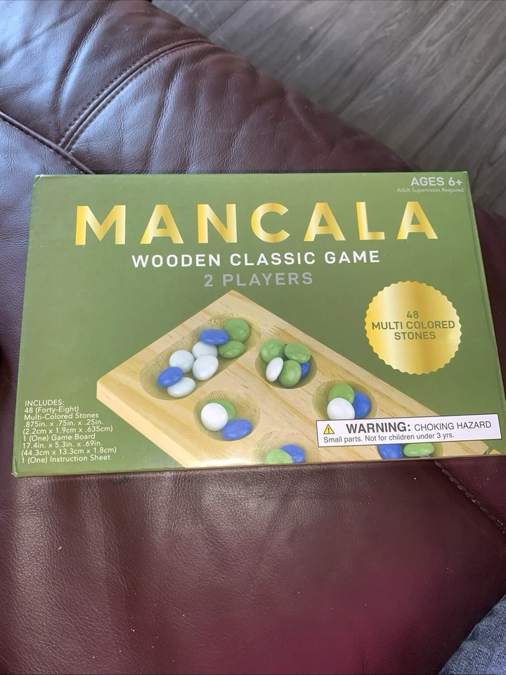 Pressman Mancala Game, 50 Gemstones, Wood Folding Board, Instructions - Image 1 of 1