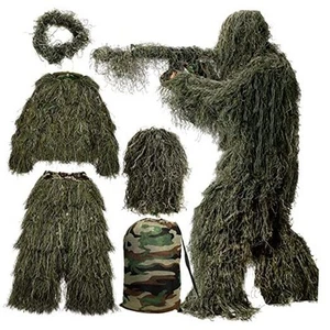 5 in 1 Ghillie Suit, 3D Camouflage Hunting Apparel Including Jacket, Pants, - Picture 1 of 7