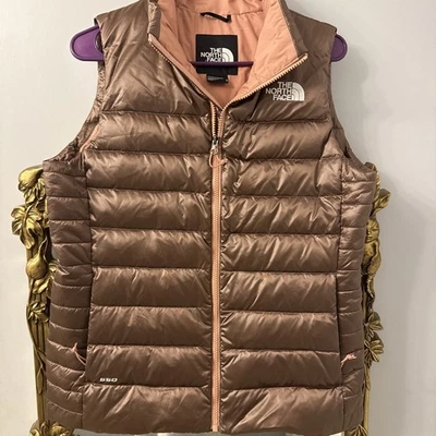 The North Face Puffer Vest Womens Medium rose gold Down Zip - Image 1 of 4