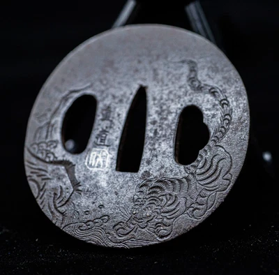 Sello de oro genuino firmado Naomichi TSUBA período Edo hierro forjado... - Imagen 1 de 4