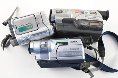 Vintage Handheld Video Cameras Inc Sony DCR-TRV245E & CCD-TR748E Working x 3 - Image 1 of 4