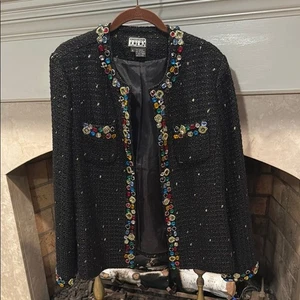 Blazer Berek Negro con banda de rodadura dorada y adorno de cuentas talla XL - Imagen 1 de 8