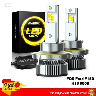 LED Headlight Bulbs H13 9008 for F-150 Ford High 04-2014 Low Beam 4500LM 56W W - Image 1 of 4