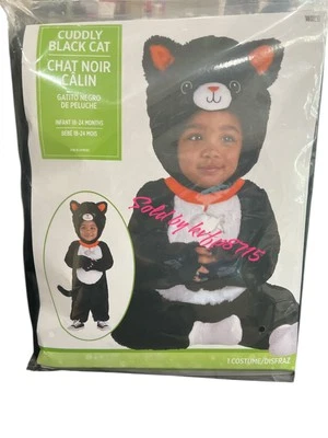 Peluche Disfraz de Halloween Gato Negro Bebé Talla 18-24 Meses Nuevo Mono Capucha Cola Foto 1 de 2