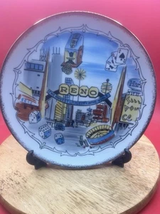 Vintage Porcelain Souvenir Plate Reno Nevada Gambling Casino Biggest Little City - Picture 1 of 5