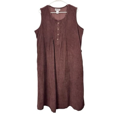 Vestido Jersey Vintage Talla XL Midi Marrón Chocolate Pana Modesto Cottagecore Foto 1 de 4