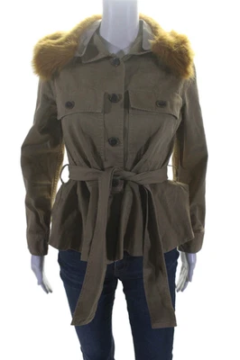 Chaqueta J Crew Mujer Algodón Forrada Botón Cremallera Cuello Accesorio Tostado Talla XS Foto 1 de 4