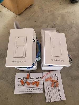 Qty 2 Fanimation WC2WH 3 Speed Fan and Light Wall Controls - White - Image 1 of 4