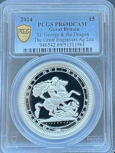 2024 Great Britain St George & the Dragon 2~oz Silver Proof Coin PCGS PF69DCAM - Picture 1 of 4