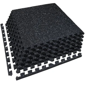 0.79in Thick 24 Sq Ft Exercise Equipment Mats, 6 Tiles Upgraded Rubber Top wi... - Picture 1 of 6