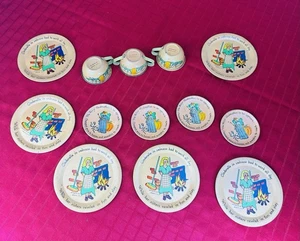 Vintage OHIO ART Blech Litho Aschenputtel Teeservice 13-teilig Fee Gottmutter Mäuse 1930er - Bild 1 von 20