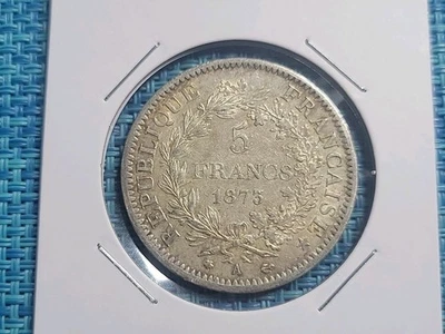 🇫🇷 France 5 francs 1875 1875-A xf  KM-820 KM-820.1  Silver 0.900 Coin 071725-2 - Image 1 of 2