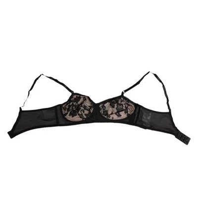 DOLCE & GABBANA Ropa Interior Negro Desnudo Floral Encaje Transparente Sujetador IT2 / S RRP 330usd Foto 1 de 4