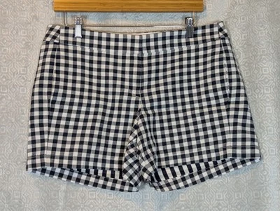Pantalones cortos para mujer J Crew azul marino a cuadros talla 8 bolsillos de algodón  Foto 1 de 4