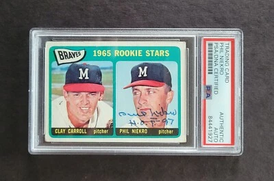 Phil Niekro signed Milwaukee Braves 1965 Rookie Stars Baseball Card - Psa - Image 1 of 3