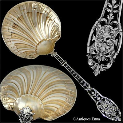 Mascarón cuchara fresa de plata esterlina francesa obra maestra Puiforcat Foto 1 de 4