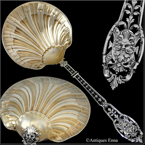 Puiforcat Masterpiece French Sterling Silver Strawberry Spoon Mascaron Cover